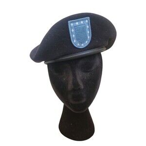 DSCP Garrison Collection Hat Beret Black 100% Wool Hat 7 1/8 Made In The USA